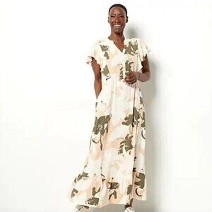 Studio Park x Amy Stran Regular Floral Effortless Maxi Dress Taupe Floral.Small